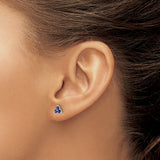 14k White Gold Trinity Stud Earrings with Created Sapphire, Modern Triangle Cluster Design
