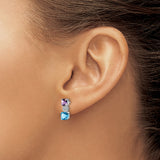 14k White Gold Dangle Earrings with Amethyst, Blue Topaz, Diamond Accents, Formal Jewelry