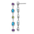 14k White Gold Drop Earrings with Swiss Blue Topaz, Amethyst, and Peridot