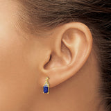 14k Yellow Gold Sapphire Stud Earrings with Diamond Accents and Loop Design