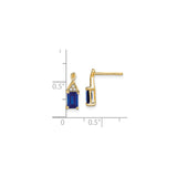 14k Yellow Gold Sapphire Stud Earrings with Diamond Accents and Loop Design