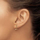 14k Yellow Gold Flower Stud Earrings with Garnet Petals and Diamond Accent