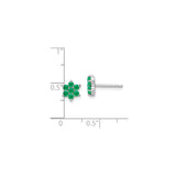 14k White Gold Floral Stud Earrings with Round Emeralds in Six Petal Cluster Design