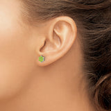 14k White Gold Floral Starburst Stud Earrings with Peridot, Six Petal Flower Design