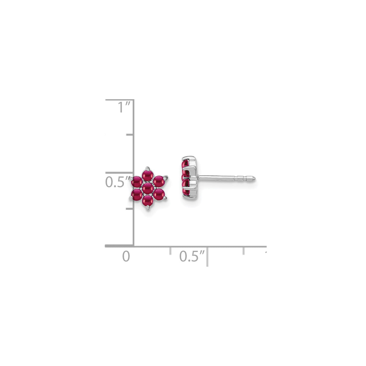 14k White Gold Star of David Stud Earrings with Ruby, Dainty Spiritual Design for Women