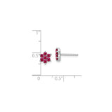 14k White Gold Star of David Stud Earrings with Ruby, Dainty Spiritual Design for Women