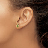 14k Yellow Gold Peridot Stud Earrings, Pear Shaped with Beaded Frame Design
