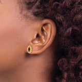 14k Yellow Gold Garnet Stud Earrings, Marquise Cut with Beaded Edge, Classic Style for Women