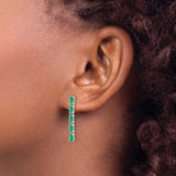 14k White Gold Drop Earrings with Emerald, Rectangle Cut, Vertical Link Design for Women