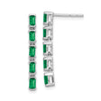 14k White Gold Drop Earrings with Emerald, Rectangle Cut, Vertical Link Design for Women
