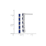 14k White Gold Drop Earrings with Blue Sapphire Baguettes in Modern Linear Design