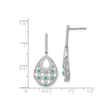 14k White Gold Drop Earrings with Diamond Teardrop Lattice and Filigree Detail