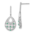 14k White Gold Drop Earrings with Diamond Teardrop Lattice and Filigree Detail