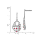 14k White Gold Dangle Earrings with Diamond Accents and Teardrop Filigree Design