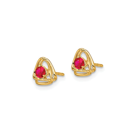 14k Yellow Gold Celtic Triquetra Knot Stud Earrings with Amethyst Gemstone Centerpiece