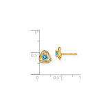 14k Yellow Gold Knot Stud Earrings with Swiss Blue Topaz, Triquetra Celtic Design