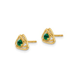14k Yellow Gold Stud Earrings with Created Emerald in Celtic Triquetra Knot Design
