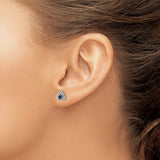 14k White Gold Celtic Stud Earrings with Created Sapphire, Trinity Knot Design