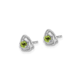 14k White Gold Peridot Stud Earrings with Celtic Triquetra Knot Design for Women