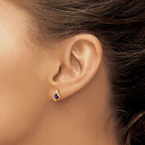 10k Yellow Gold Stud Earrings with Princess Cut Amethyst and Diamond Accents