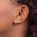 10k White Gold Earrings with Princess Cut Citrine and Diamond Accents, Modern Stud Design