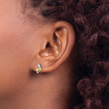 14k White Gold Stud Earrings with Princess Cut Citrine and Diamond Accents, Modern Design