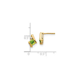 10k Yellow Gold Earrings with Square Cut Peridot and Diamond Accents, Asymmetrical Modern Design