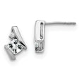 10k White Gold Stud Earrings with Princess Cut White Topaz and Diamond Accents, Geometric Design