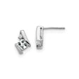 14k White Gold Stud Earrings with Princess Cut White Topaz and Diamond Accent, Geometric Design