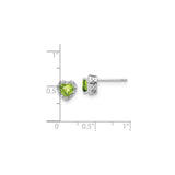 Sterling Silver Heart Shaped Stud Earrings with Peridot and Diamond Accents