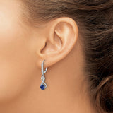 Sterling Silver Infinity Dangle Earrings with Created Sapphire and Diamond Accents