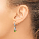 Sterling Silver Infinity Dangle Earrings with Peridot and Diamond Accents for Women