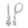Sterling Silver Dangle Earrings with White Topaz and Diamond, Infinity Symbol Design