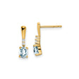 14k Yellow Gold Drop Earrings with Oval Aquamarine and Diamond Accents