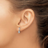 14k White Gold Drop Earrings with Oval White Topaz and Diamond Accents, Minimal Dangle Style
