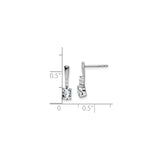 14k White Gold Drop Earrings with Oval White Topaz and Diamond Accents, Minimal Dangle Style