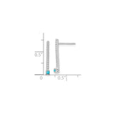 14k White Gold Drop Earrings with Turquoise and White Topaz, Vertical Dangle Design