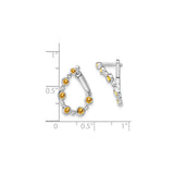 14k White Gold Hoop Earrings with Citrine in Linked Open Teardrop Design