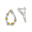 14k White Gold Hoop Earrings with Citrine in Linked Open Teardrop Design