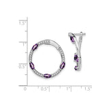 14k White Gold Hoop Earrings with Marquise Amethyst and Diamond Accents