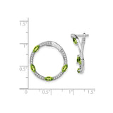 14k White Gold Hoop Earrings with Marquise Peridot and Round Diamonds, August Birthstone Jewelry