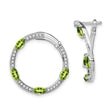 14k White Gold Hoop Earrings with Marquise Peridot and Round Diamonds, August Birthstone Jewelry