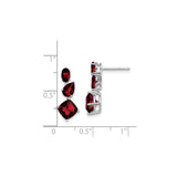 14k White Gold Dangle Earrings with Red Garnet in Oval, Pear, and Cushion Cuts