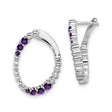 14k White Gold Hoop Earrings with Amethyst, Prong Set Purple Gemstones, Elegant Bold Style