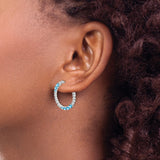 14k White Gold Hoop Earrings with Swiss Blue Topaz in Graduated Design
