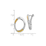 14k White Gold Hoop Earrings with Citrine Gemstones, Modern Shared Prong Style for Women