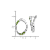 14k White Gold Hoop Earrings with Round Cut Peridot in Graduated Design for Women