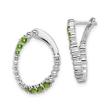 14k White Gold Hoop Earrings with Round Cut Peridot in Graduated Design for Women