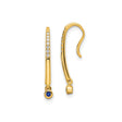 14k Yellow Gold Dangle Earrings with Blue Sapphire Drop and Diamond Accents, Linear Design