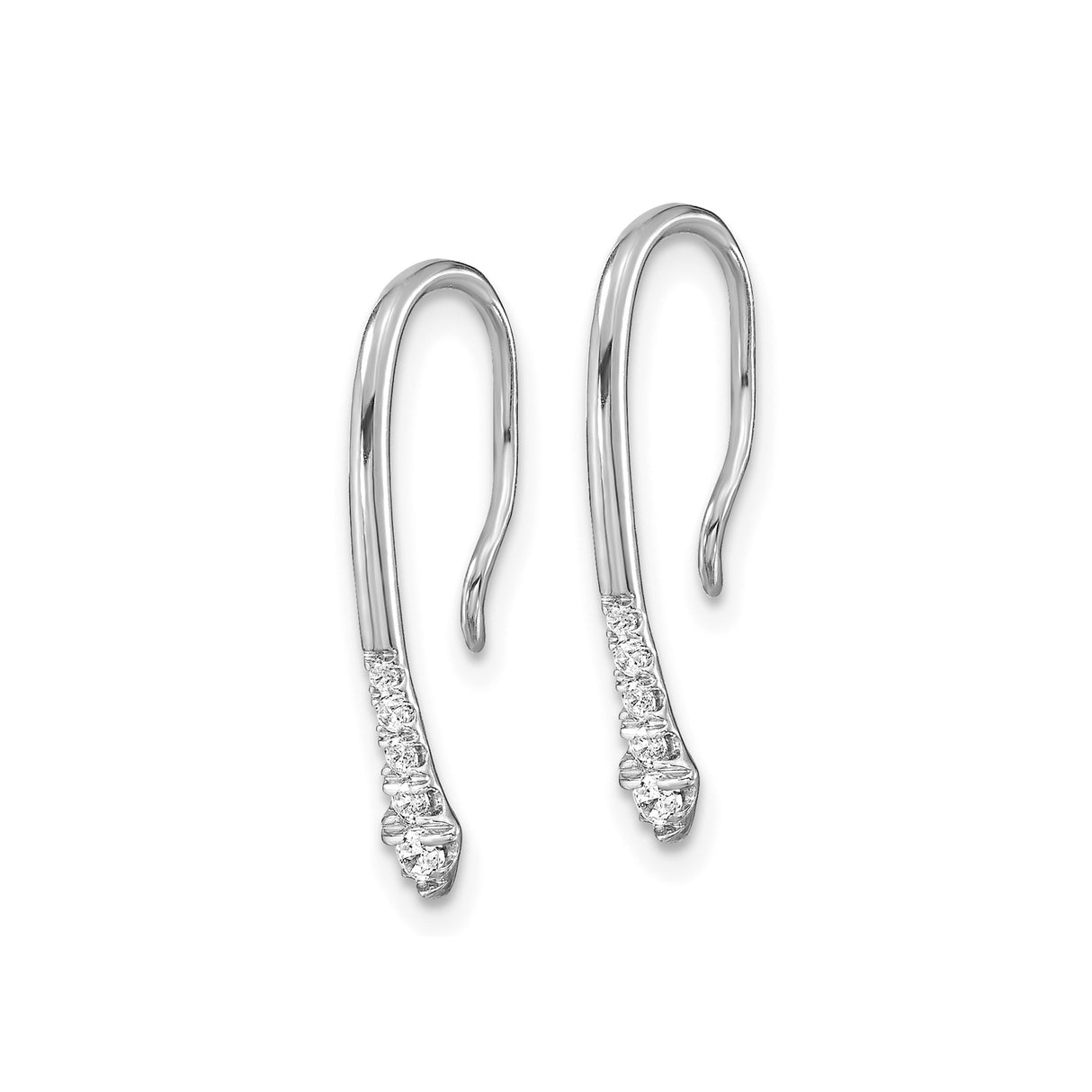 14k White Gold Drop Earrings with Diamond Accents, Sleek Hook Design, Minimalist Style